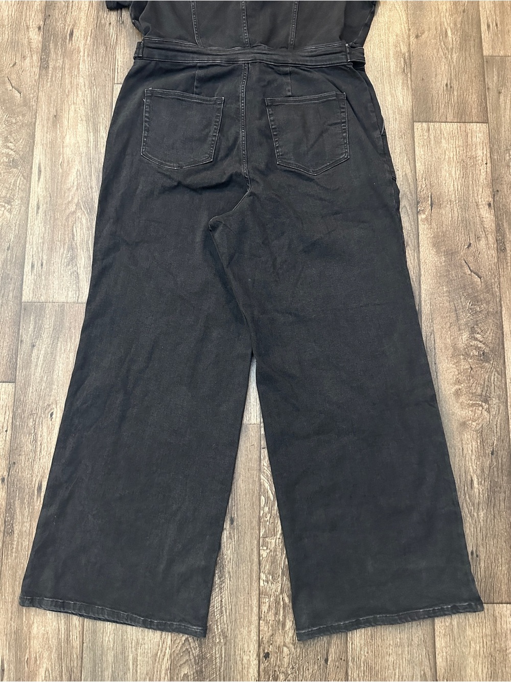 Good American Zip Front Denim Short Sleeves Jumpsuit Women’s Size 3XL Black - Picture 9 of 9